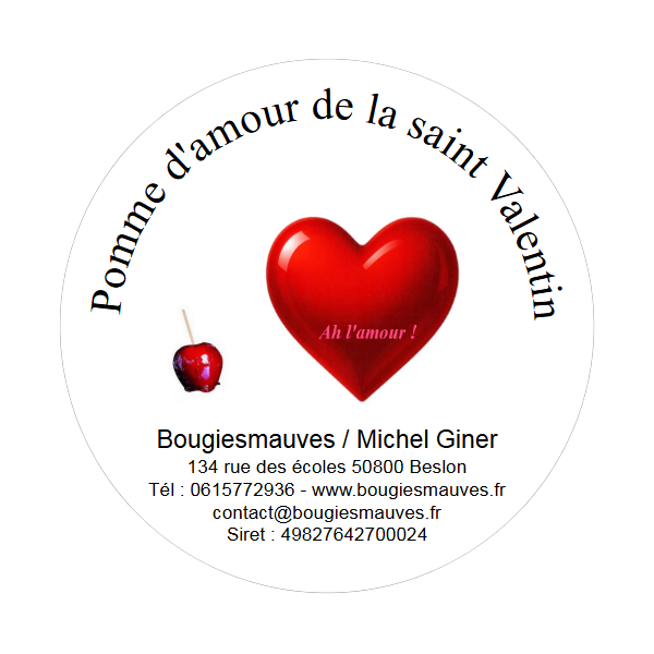 Bougie Saint Valentin pomme d'amour