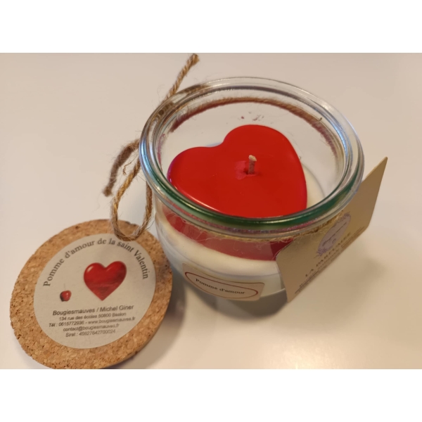 Bougie Saint Valentin pomme d'amour